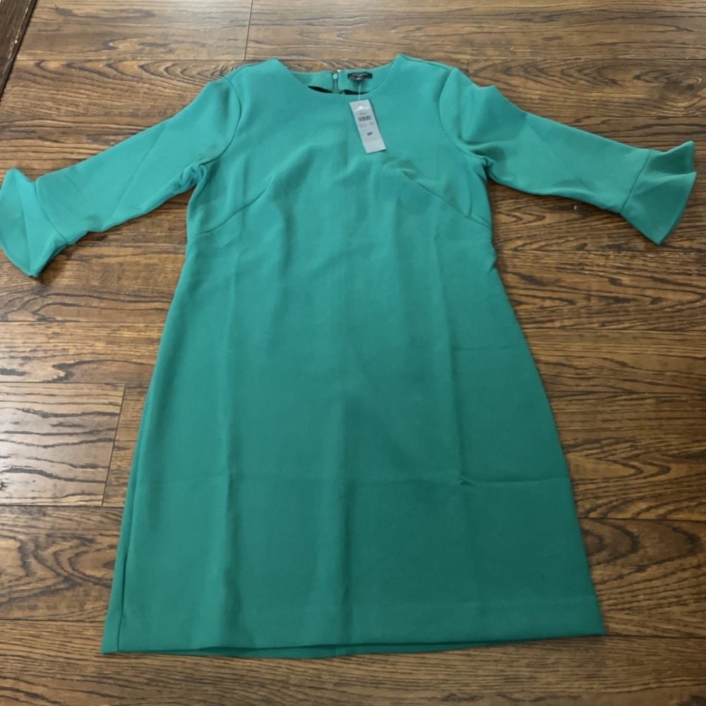Ann Taylor Petite Green Dress Above Knee Sz 8p New W/Tags Back Zipper & Hook